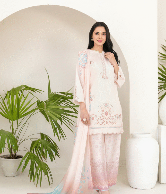 3 Piece Un-Stitched Collection lawn Fabrics, Attractive & Elegant  Collections.