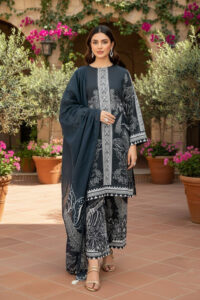 3 Pcs Unstiched printed lawn Fabrics.