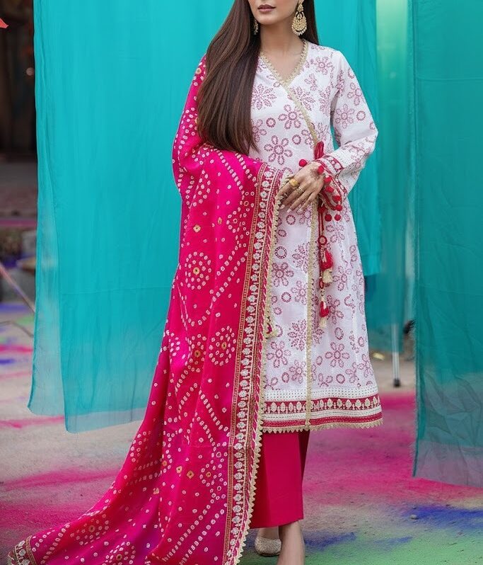 3 Piece Unstitched Gold Lacquer Printed Lawn Suit