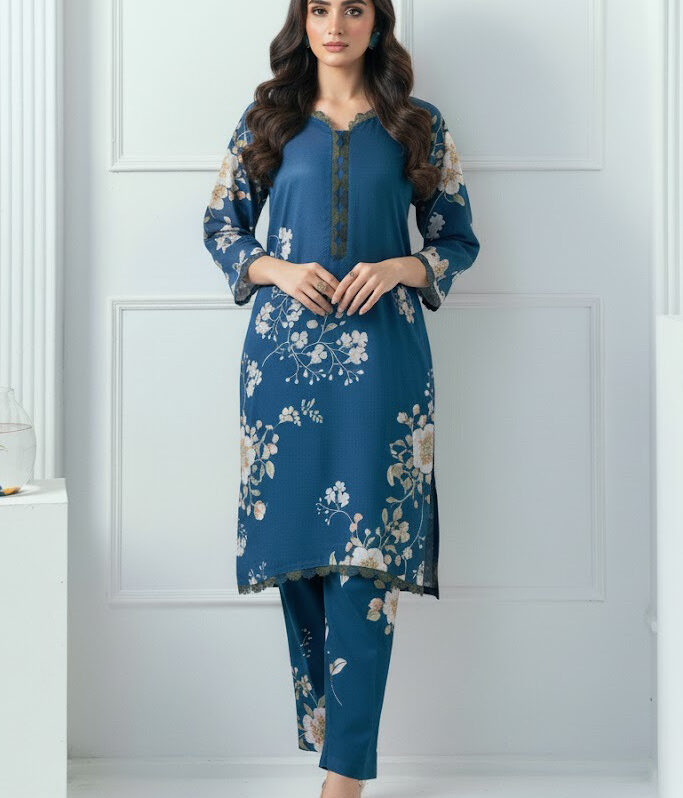 3 pcs Printed Premium Lawn Shirt Premium Dupatta-Lawn Trouser