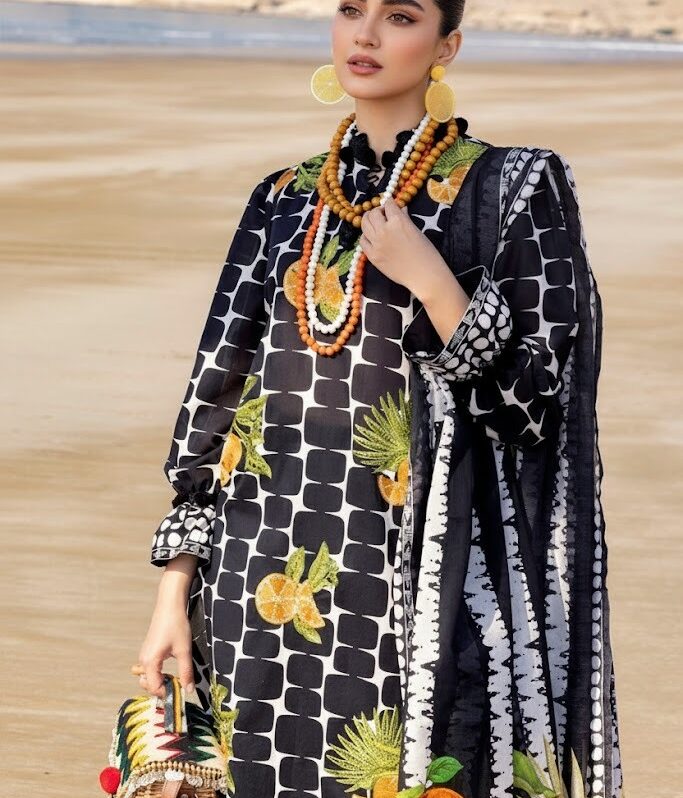 Decrease quantity for 3 Piece Unstitched Embroidered Printed Lawn Suit