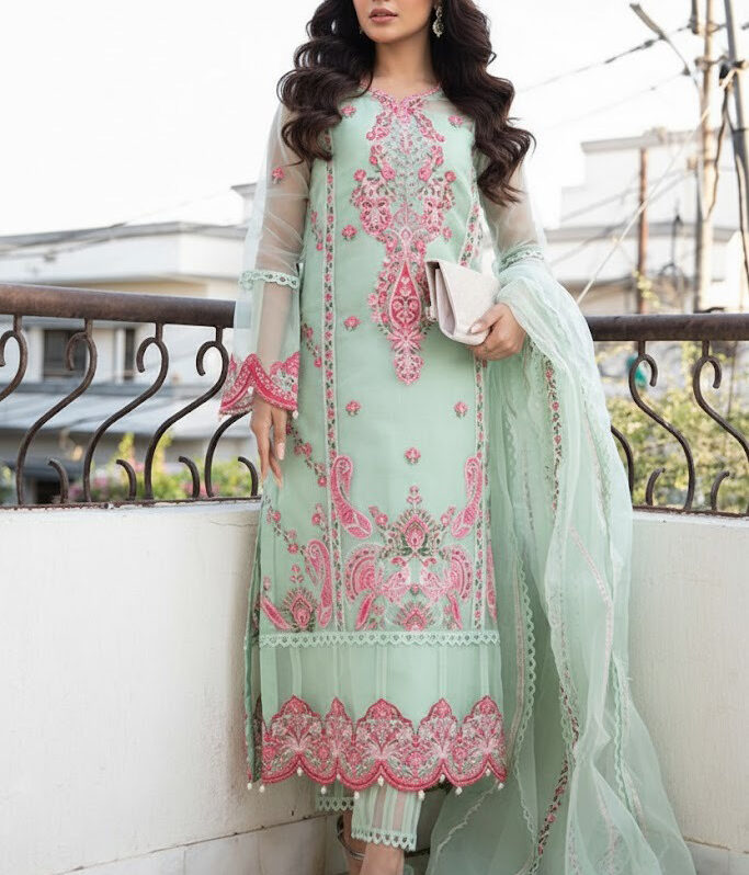 AJFC-66 EMBROIDERED ORGANZA 3 PCS