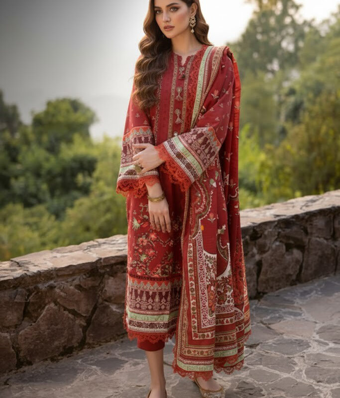 AJUW-35 PRINTED KHADDAR 3 Pcs