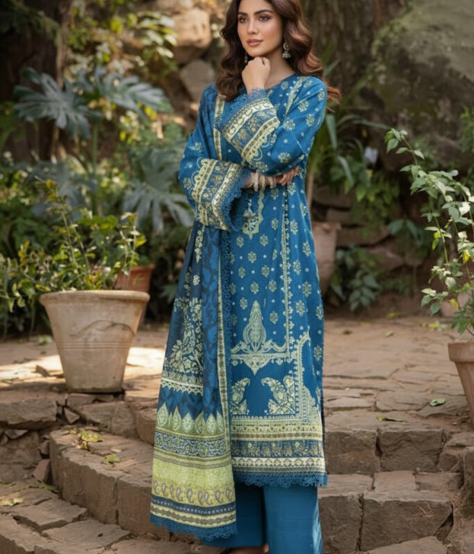 AJUW-50 PRINTED KHADDAR 3 Pcs