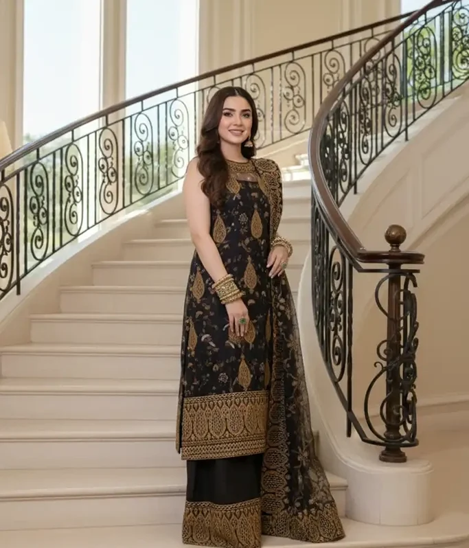 AJHJ-23 EMBROIDERED ORGANZA 3 PCS