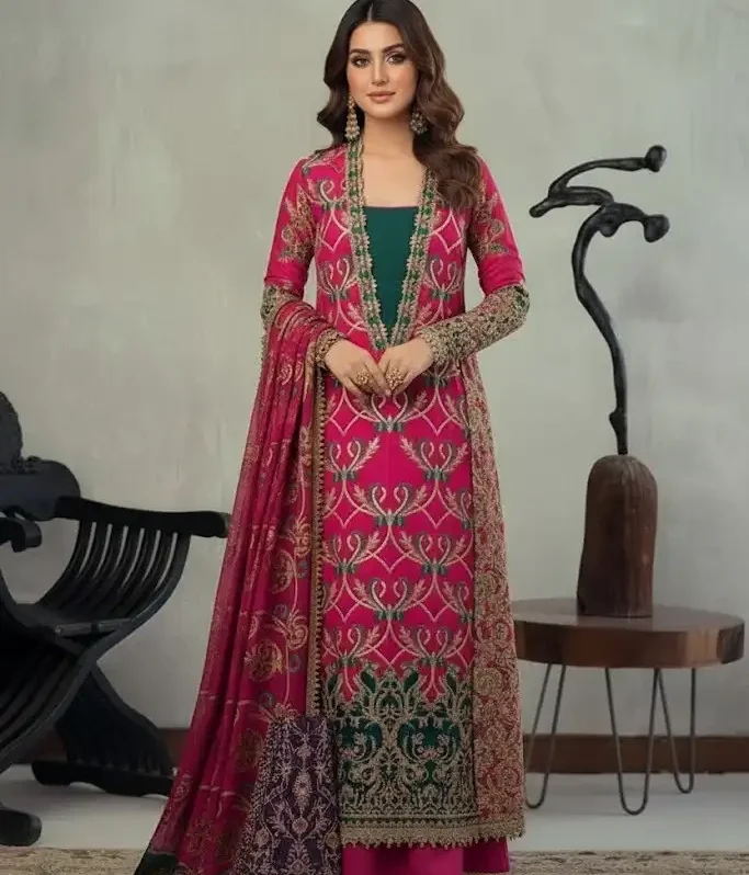 AJLED-17 EMBROIDERED STITCHED 3 PCS