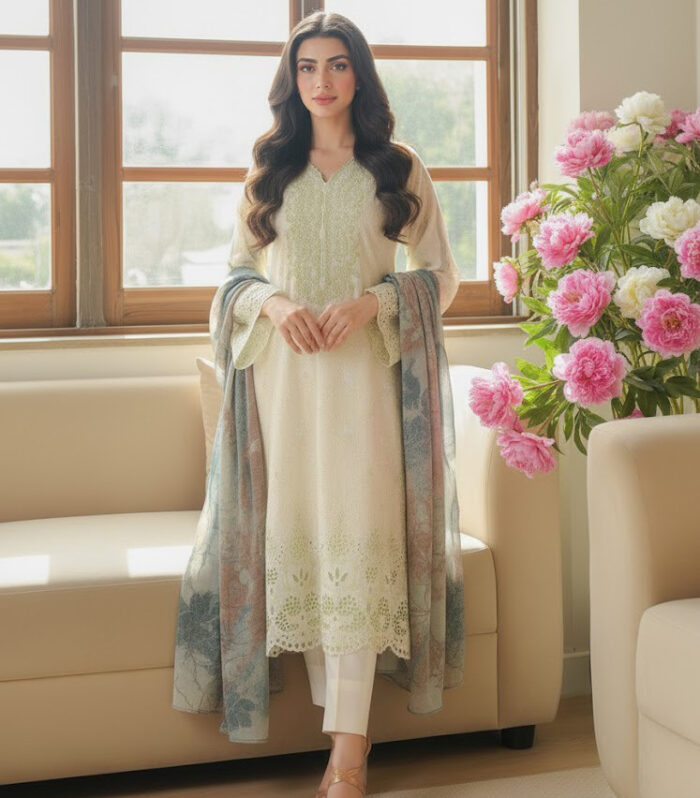 3 Piece Khaddar Suit-Embroidered (Unstitched)