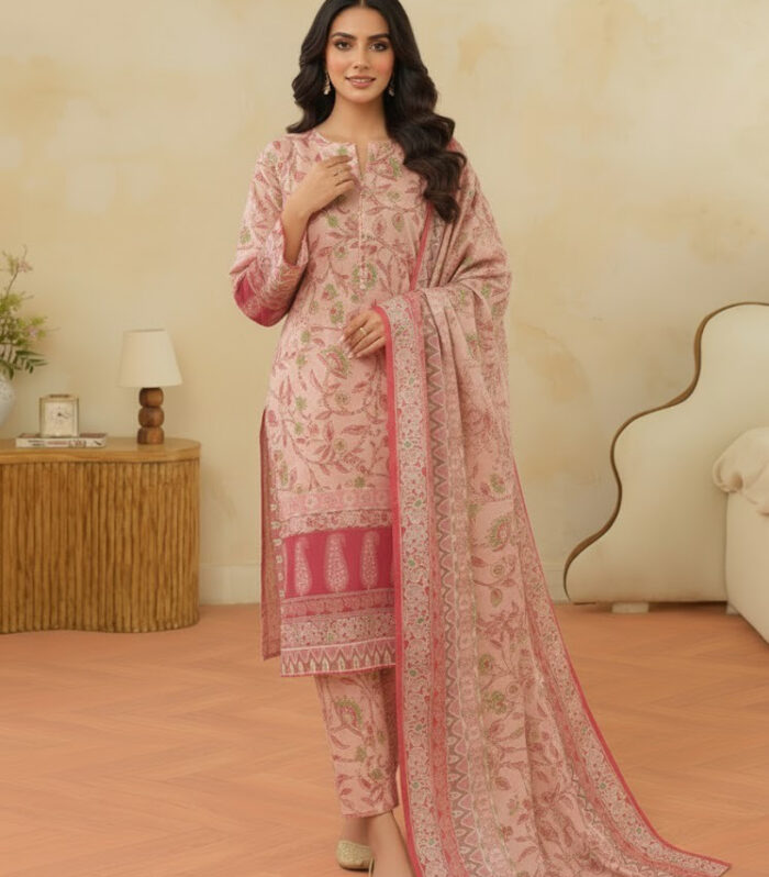 3 Piece Khaddar Suit-Printed (Unstitched)