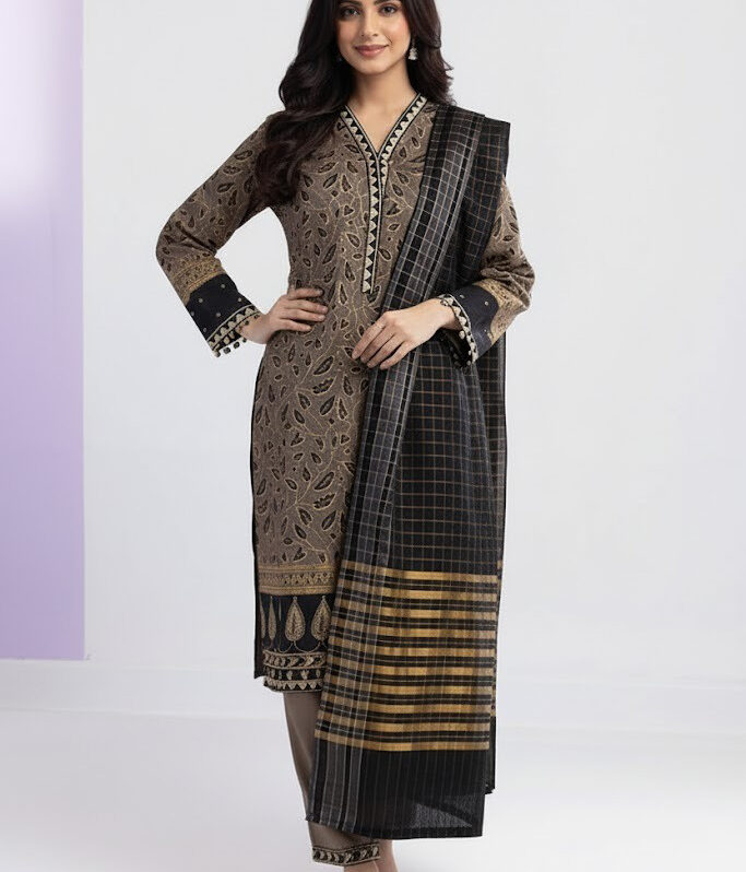 Embroidered Kurta Dupatta Trouser - 3421