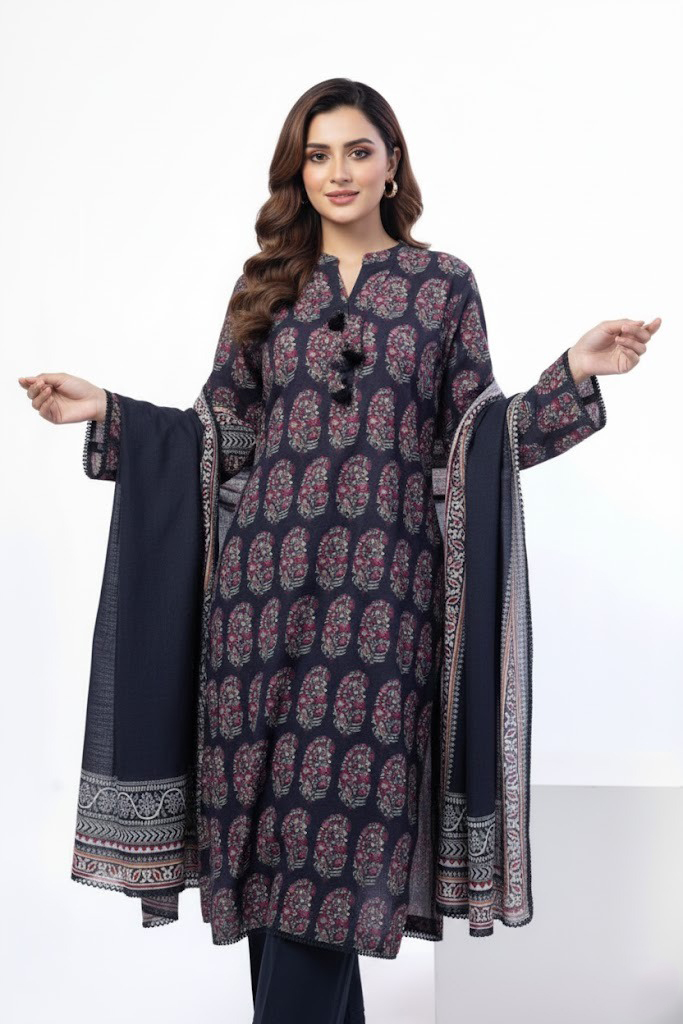 Printed Light Khaddar Tailored 3 Piece 2 (2)