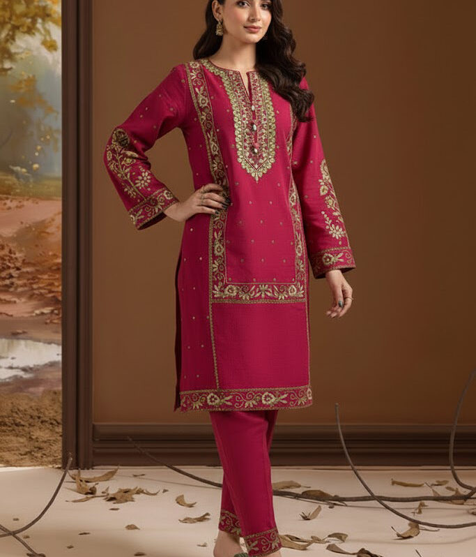 Embroidered Kurta Trouser - 3366